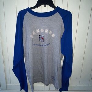 Vintage CCM Raglan New York Rangers Large 3/4 Sleeve Shirt NHL Sz M Embroidery